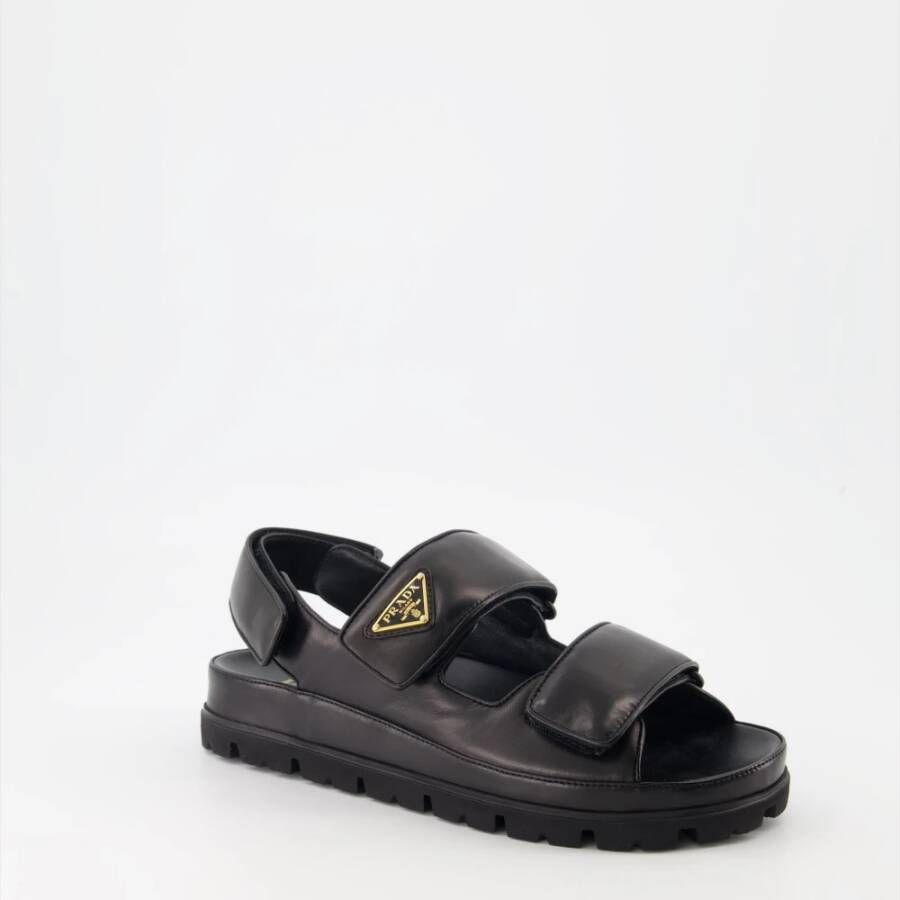 Prada Gewatteerde leren sandalen Black Dames