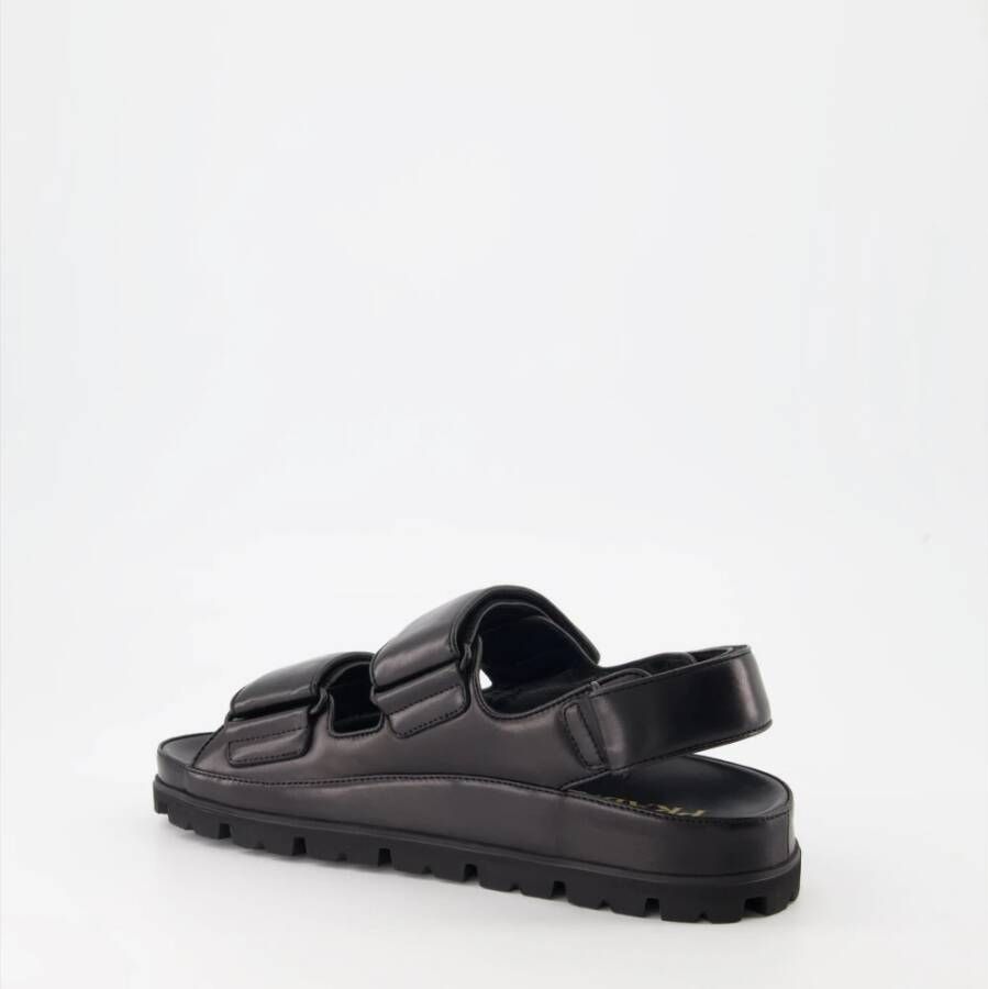 Prada Gewatteerde leren sandalen Black Dames