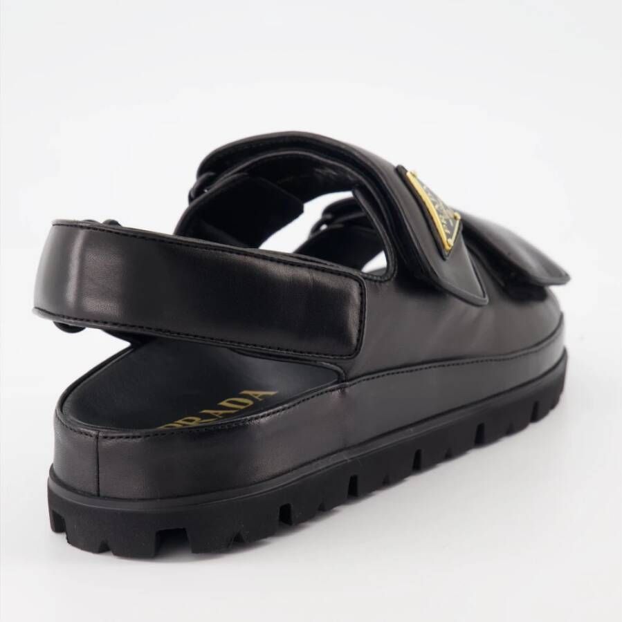 Prada Gewatteerde leren sandalen Black Dames