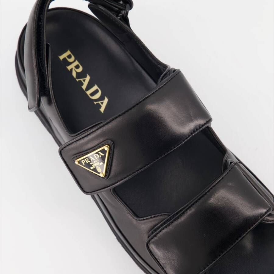 Prada Gewatteerde leren sandalen Black Dames