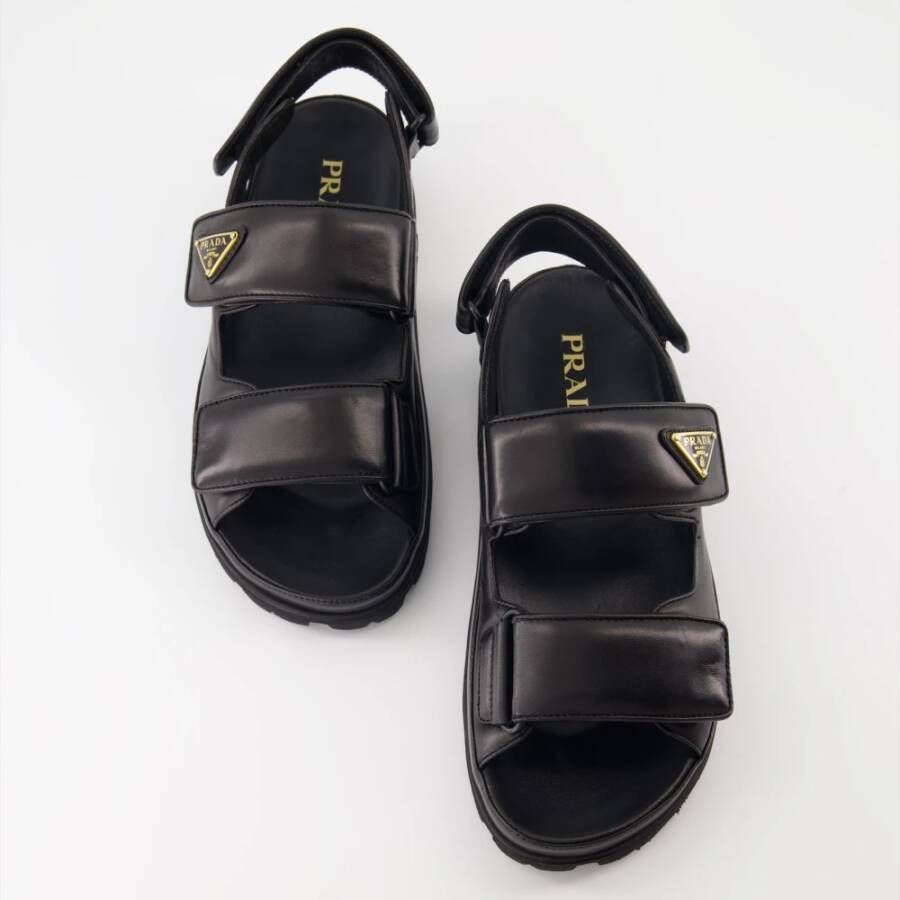 Prada Gewatteerde leren sandalen Black Dames