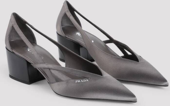 Prada Grijze Zijden Pumps Elegante Hak Schoenen Gray Dames