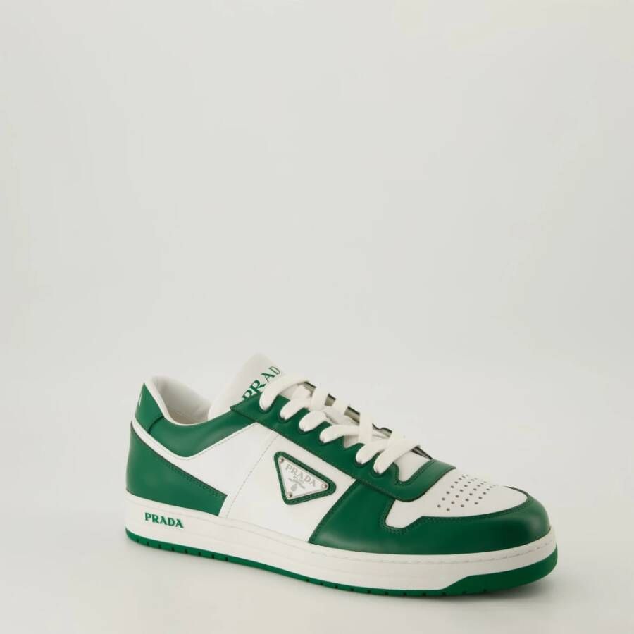 Prada Groen en wit lederen Baskets Downtown Multicolor Heren