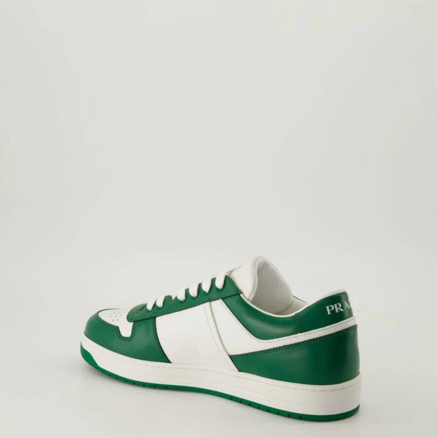 Prada Groen en wit lederen Baskets Downtown Multicolor Heren