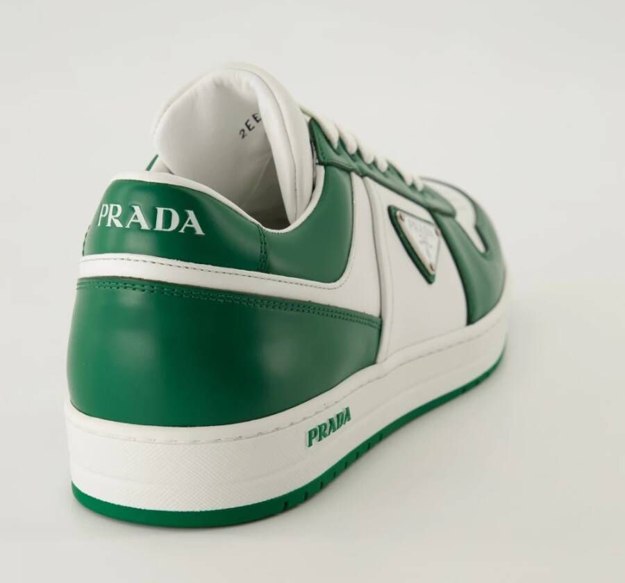 Prada Groen en wit lederen Baskets Downtown Multicolor Heren