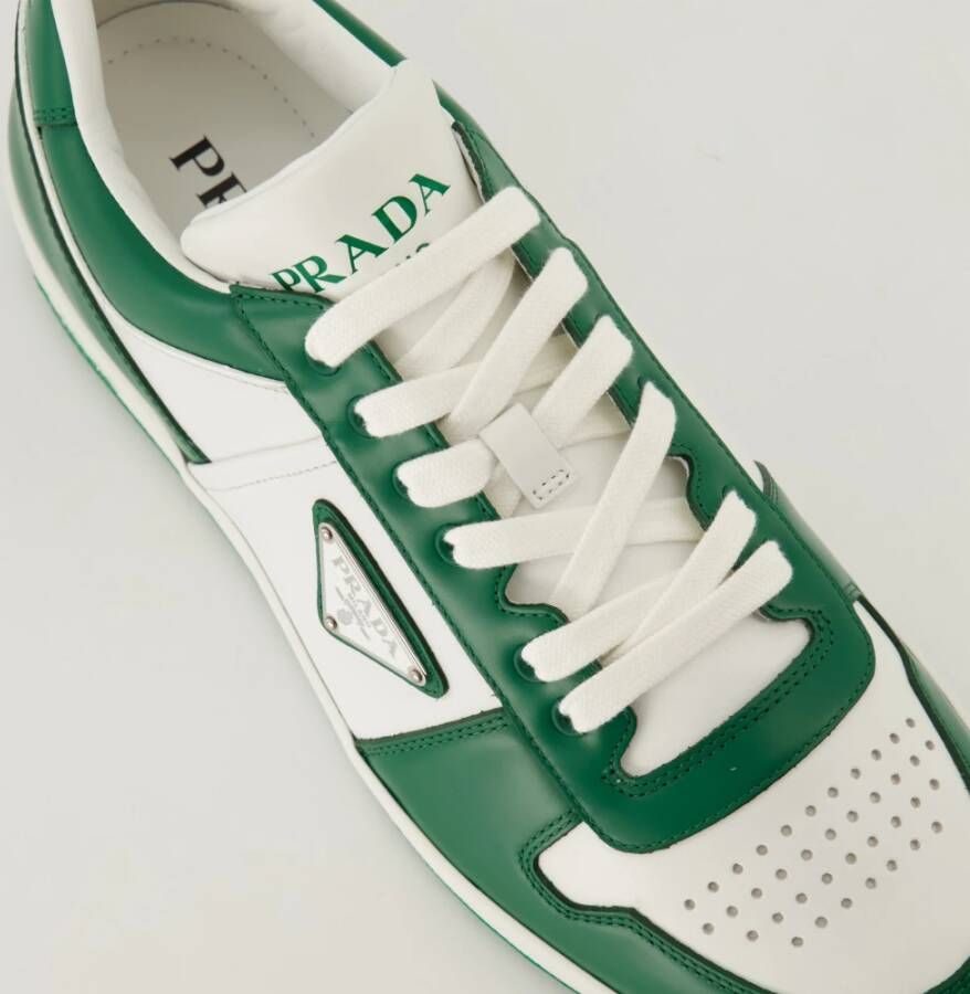 Prada Groen en wit lederen Baskets Downtown Multicolor Heren