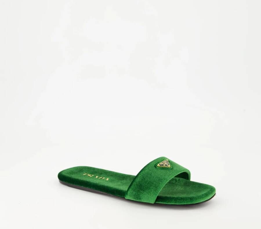 Prada Groene Fluwelen Sandalen Herfst-Winter Collectie Green Dames