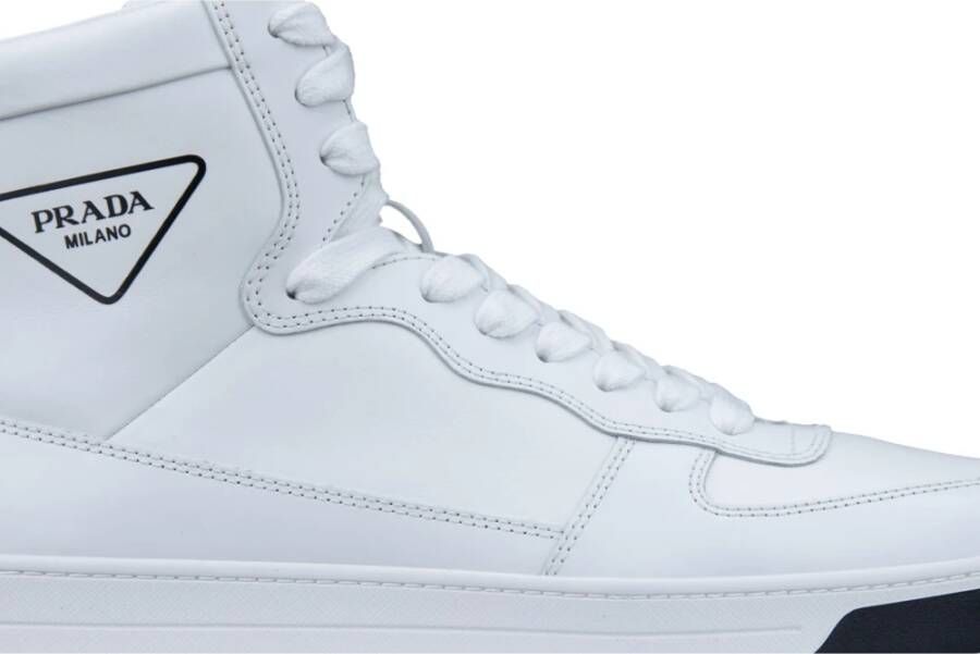 Prada Heren Veterschoenen Hoge Sneakers White Heren