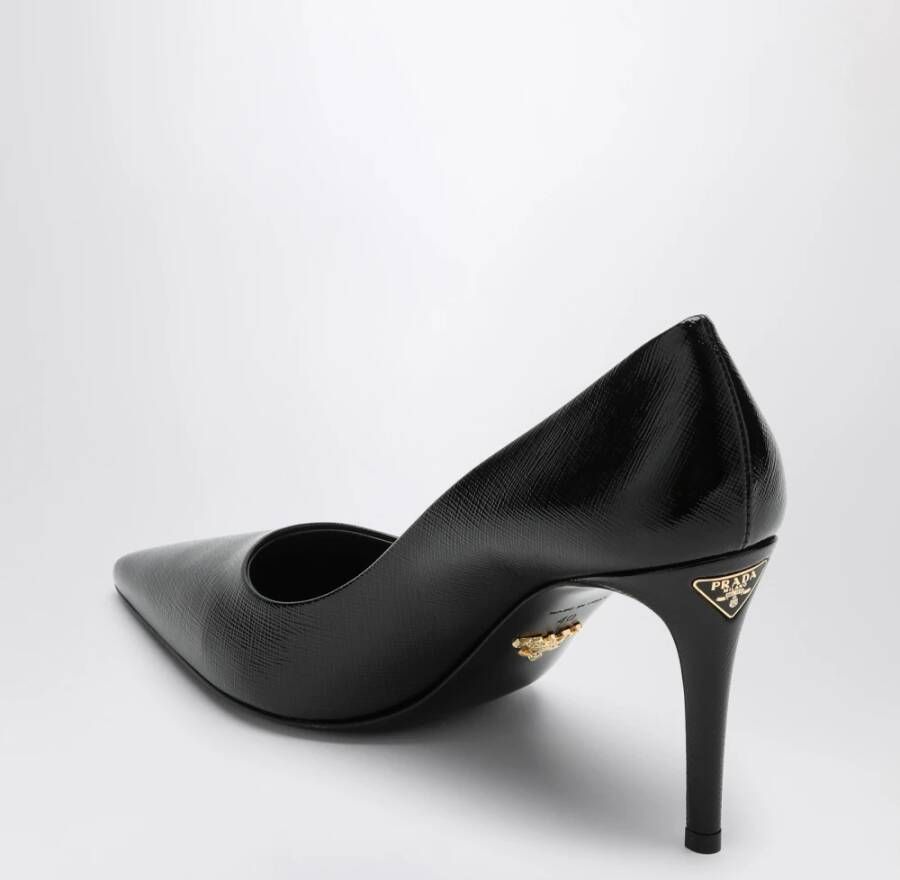 Prada Lage Hak Leren Pumps Black Dames