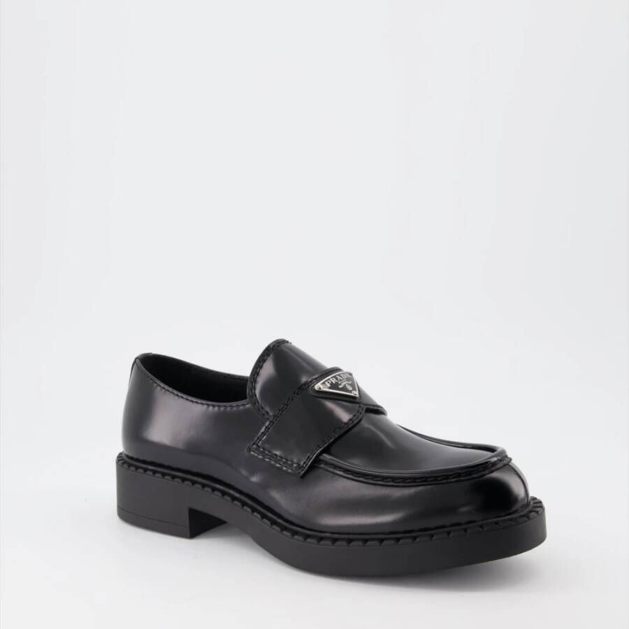 Prada Leren Instappers Mocassins Black Heren