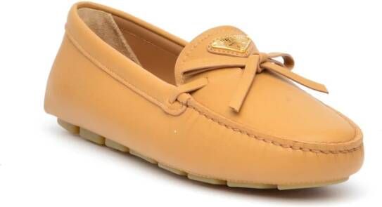 Prada Leren Loafer in Cuoio Kleur Beige Dames