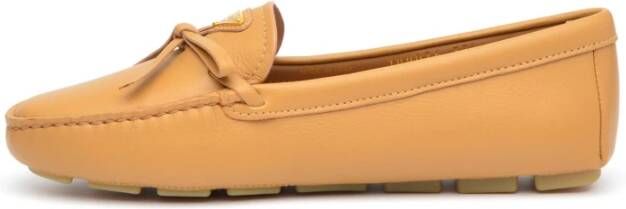 Prada Leren Loafer in Cuoio Kleur Beige Dames