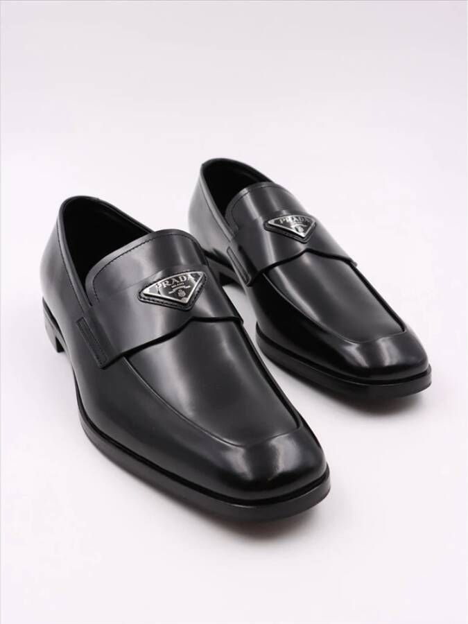 Prada Leren Loafers Black Heren