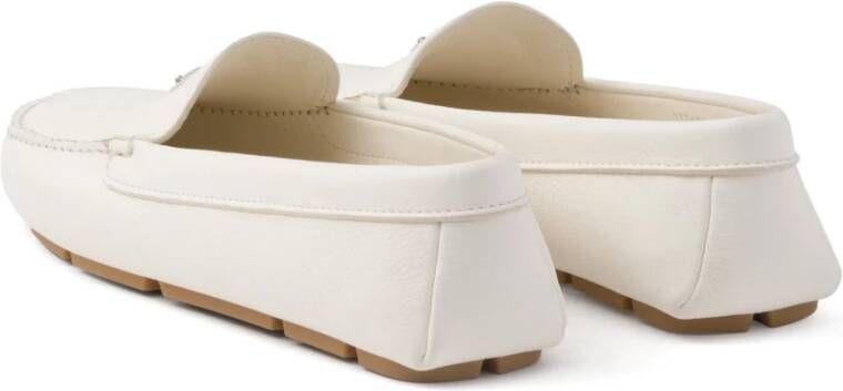 Prada Leren Loafers met Driehoekig Logo Detail White Heren