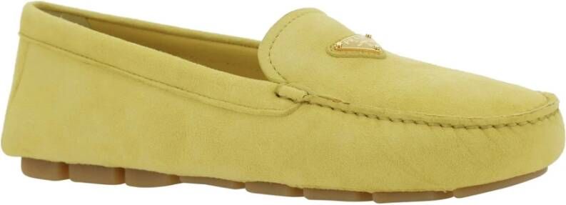 Prada Leren Logo Loafers Vrouwen Italië Yellow Dames