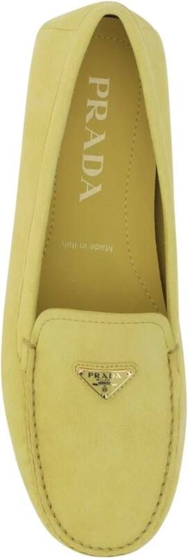 Prada Leren Logo Loafers Vrouwen Italië Yellow Dames