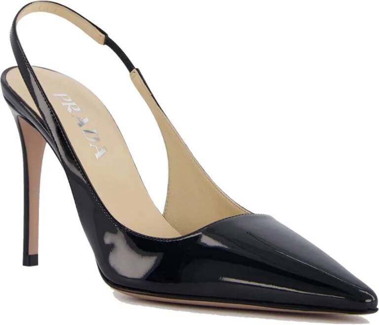 Prada Leren Slingback Pumps Black Dames