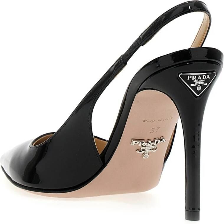 Prada Leren Slingback Pumps Black Dames