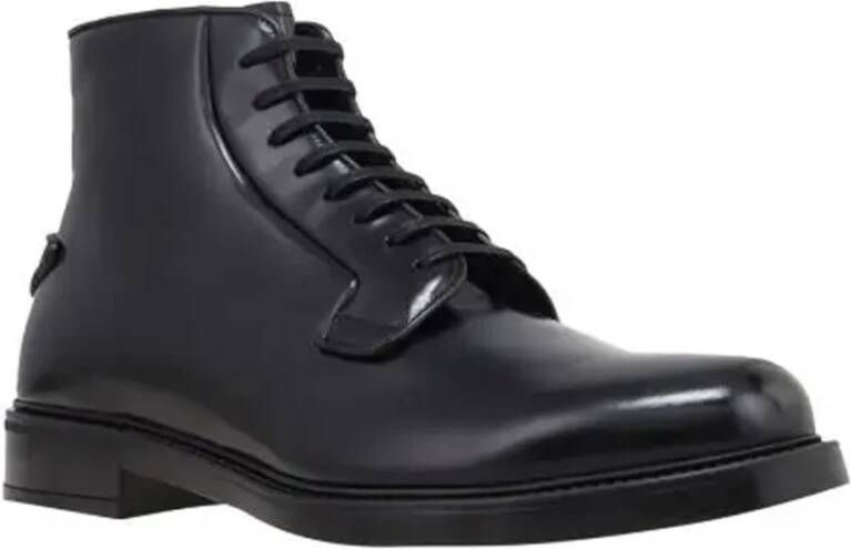 Prada Leren Veterschoenen Black Heren