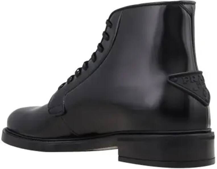 Prada Leren Veterschoenen Black Heren