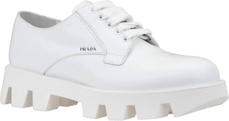 Prada Leren Vetersneakers voor Dames White Dames