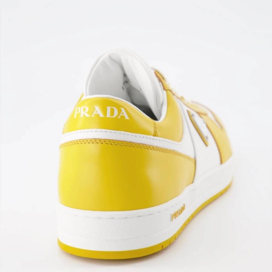 Prada Leren vetersneakers Yellow Heren