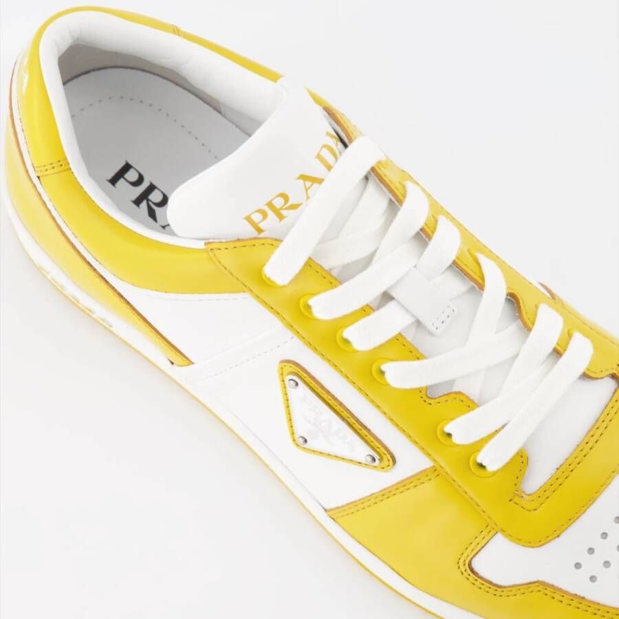 Prada Leren vetersneakers Yellow Heren