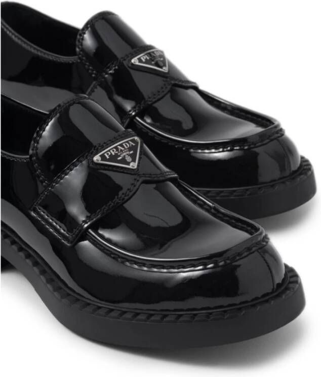 Prada Logo Plaque Leren Loafers Black Heren