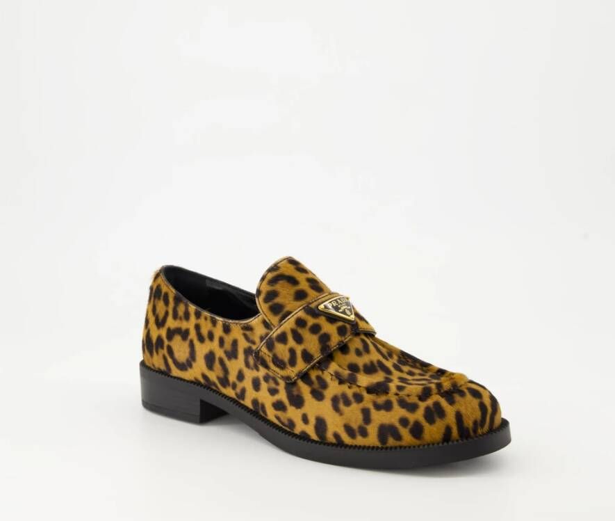 Prada Luipaardfluwelen loafers Brown Dames