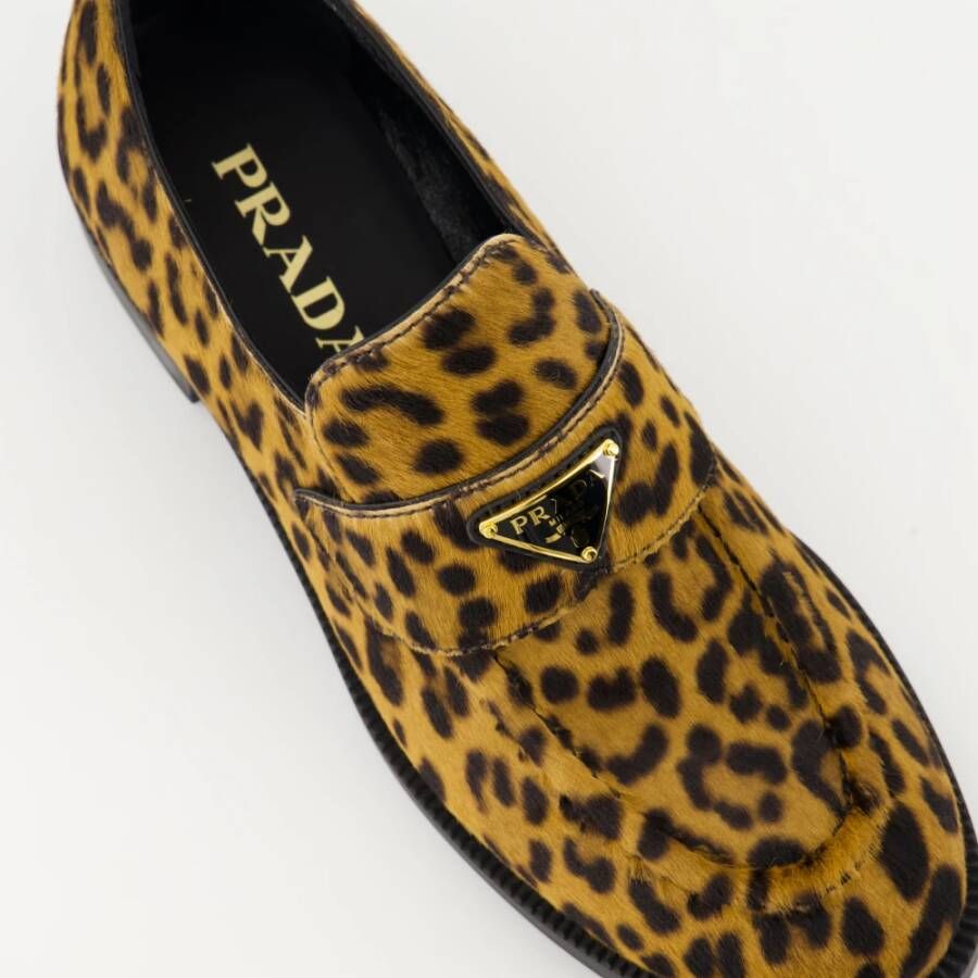 Prada Luipaardfluwelen loafers Brown Dames