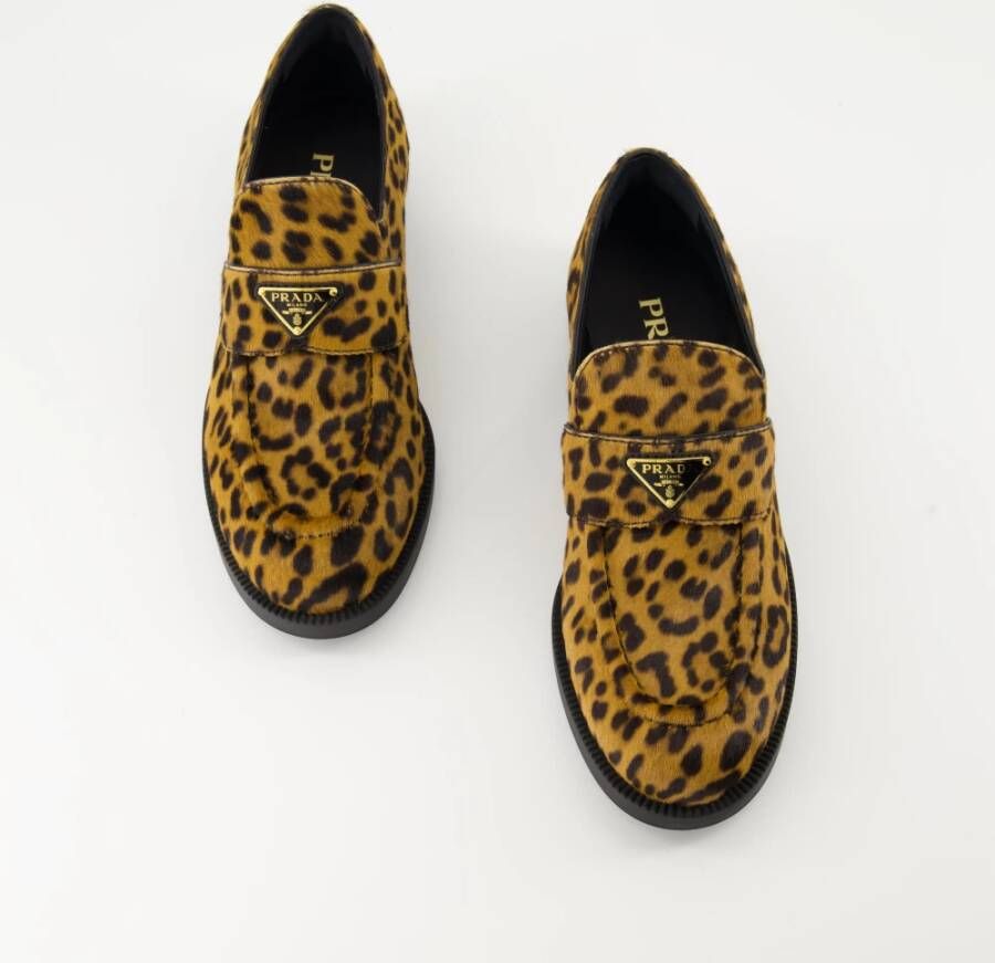 Prada Luipaardfluwelen loafers Brown Dames