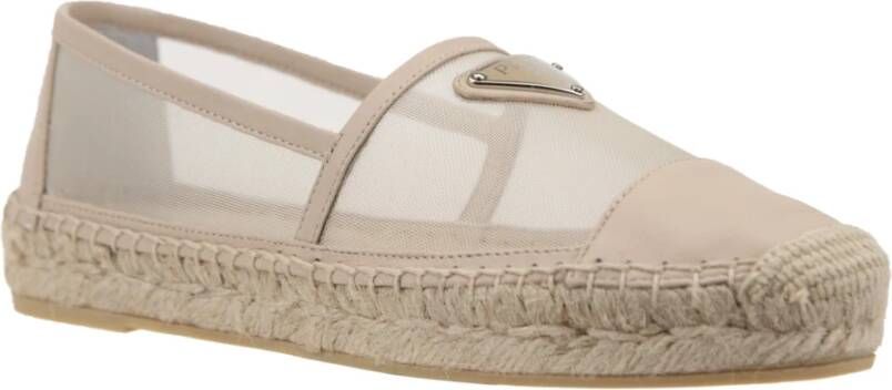 Prada Mesh Slip-On Espadrilles Beige Dames