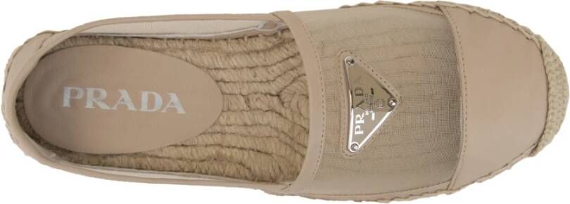 Prada Mesh Slip-On Espadrilles Beige Dames