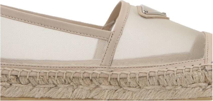 Prada Mesh Slip-On Espadrilles Beige Dames