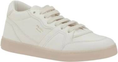 Prada Monogram Leren Sneakers met Platte Zool White Dames