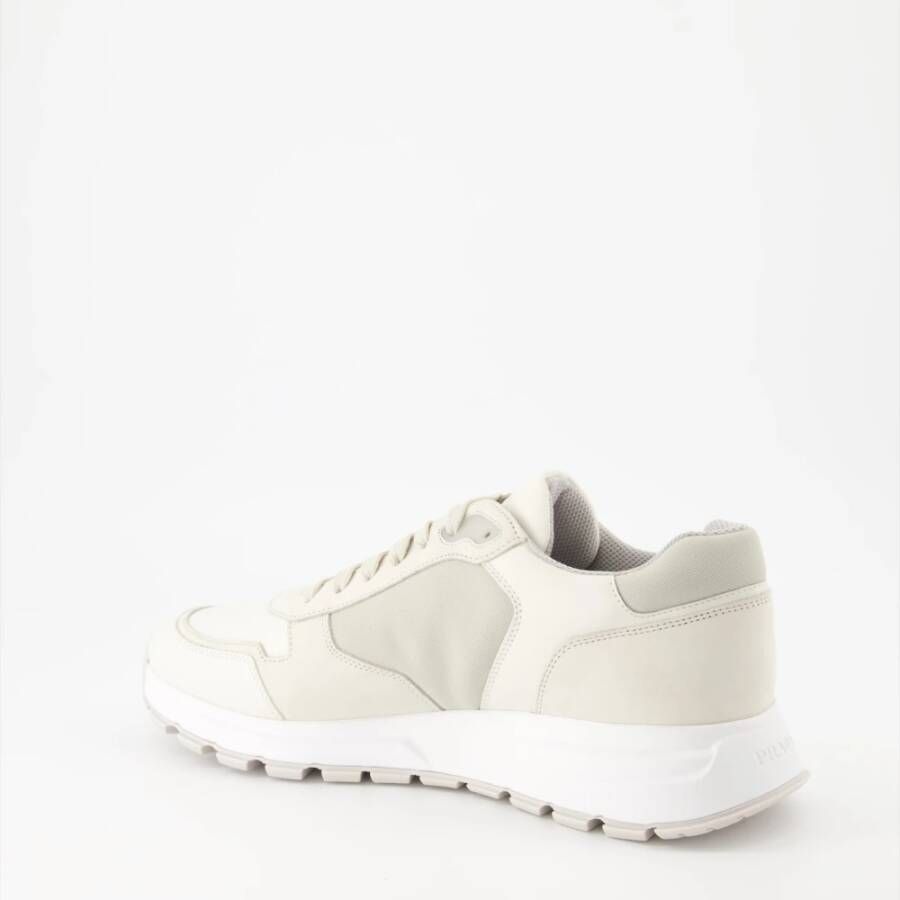 Prada Nubuck en nylon vetersneakers Beige Heren