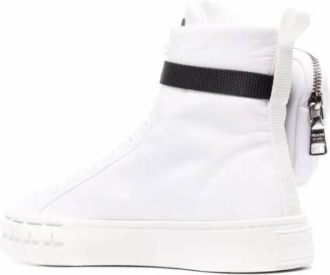 Prada Nylon Logo Pouch Sneakers Wit Rubber White Dames