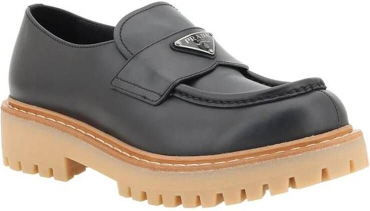 Prada Patent Leren Loafers met Robuuste Zool Black Heren