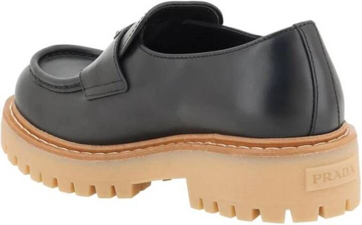 Prada Patent Leren Loafers met Robuuste Zool Black Heren