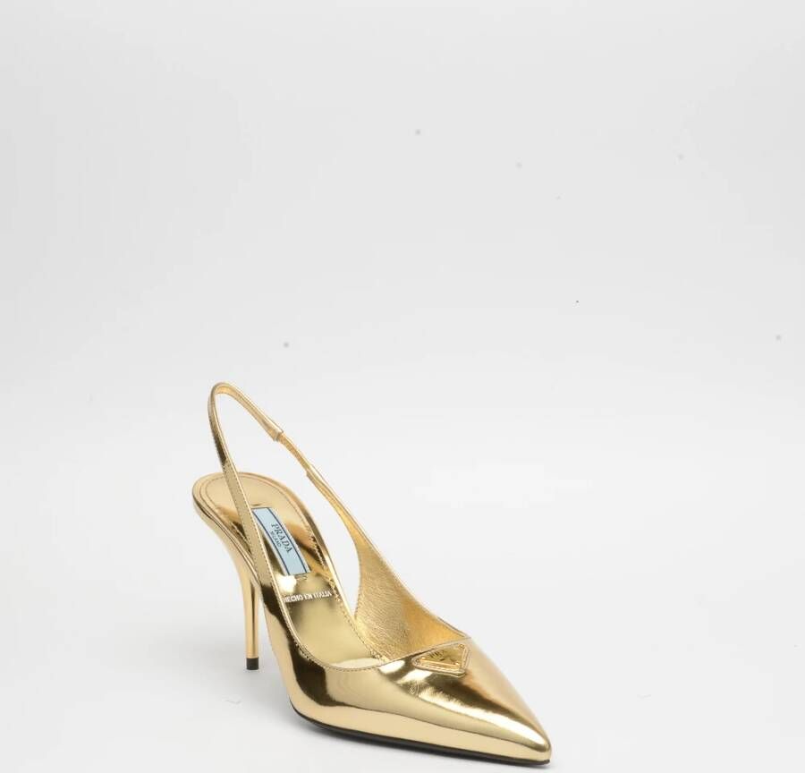 Prada Platina Leren Slingback Yellow Dames