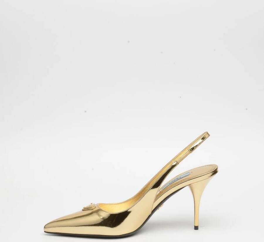 Prada Platina Leren Slingback Yellow Dames