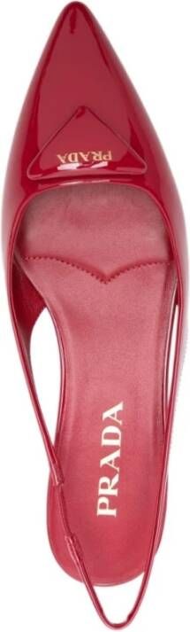 Prada Rode Patentleren Driehoeklogo Slingbacks Red Dames