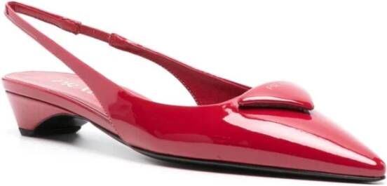 Prada Rode Patentleren Driehoeklogo Slingbacks Red Dames