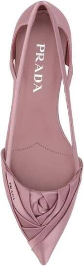 Prada Satin Ballerina met Cut-out Details Pink Dames