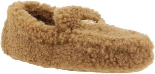 Prada Shearling Loafers met Iconisch Driehoekig Logo Brown Dames