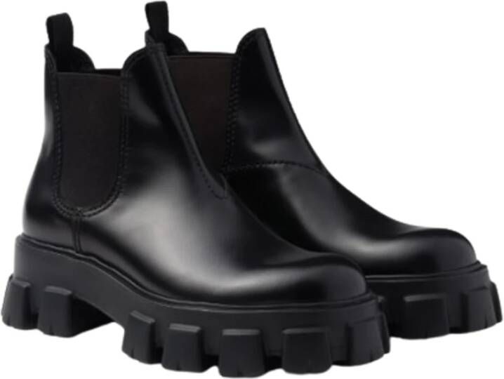 Prada Stijlvolle High-Top Laarzen Black Heren