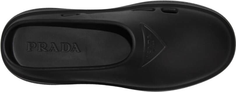 Prada Stijlvolle Slip-On Sandalen met Logo Black Dames