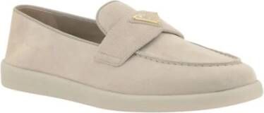 Prada Suede Almond Toe Loafers Beige Dames