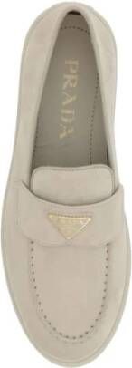 Prada Suede Almond Toe Loafers Beige Dames