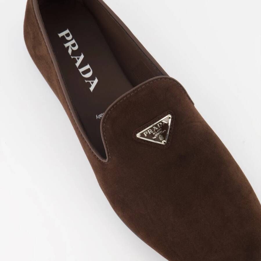 Prada Suede Instappers Brown Heren